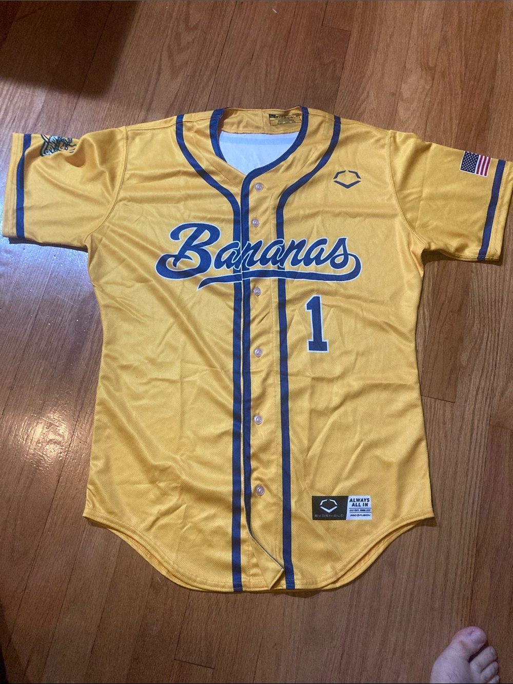 Bananas Script Baseball Jersey in Yellow by